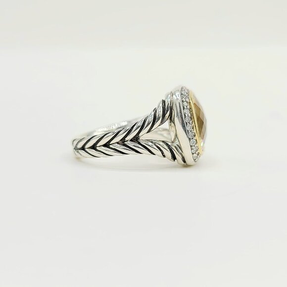 David Yurman Albion Champagne Citrine Diamond Ring w/ 18K Gold & Diamonds - Sz 7 - Picture 11 of 16